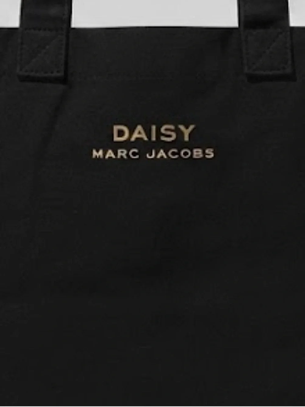 Daisy Marc Jacobs Black Canvas Tote Metallic Gold Logo & Floral Print